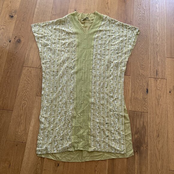 Zara Women's Embroidered 100% Cotton Tunic Maxi Dress Shisha Green Size S - Picture 14 of 14
